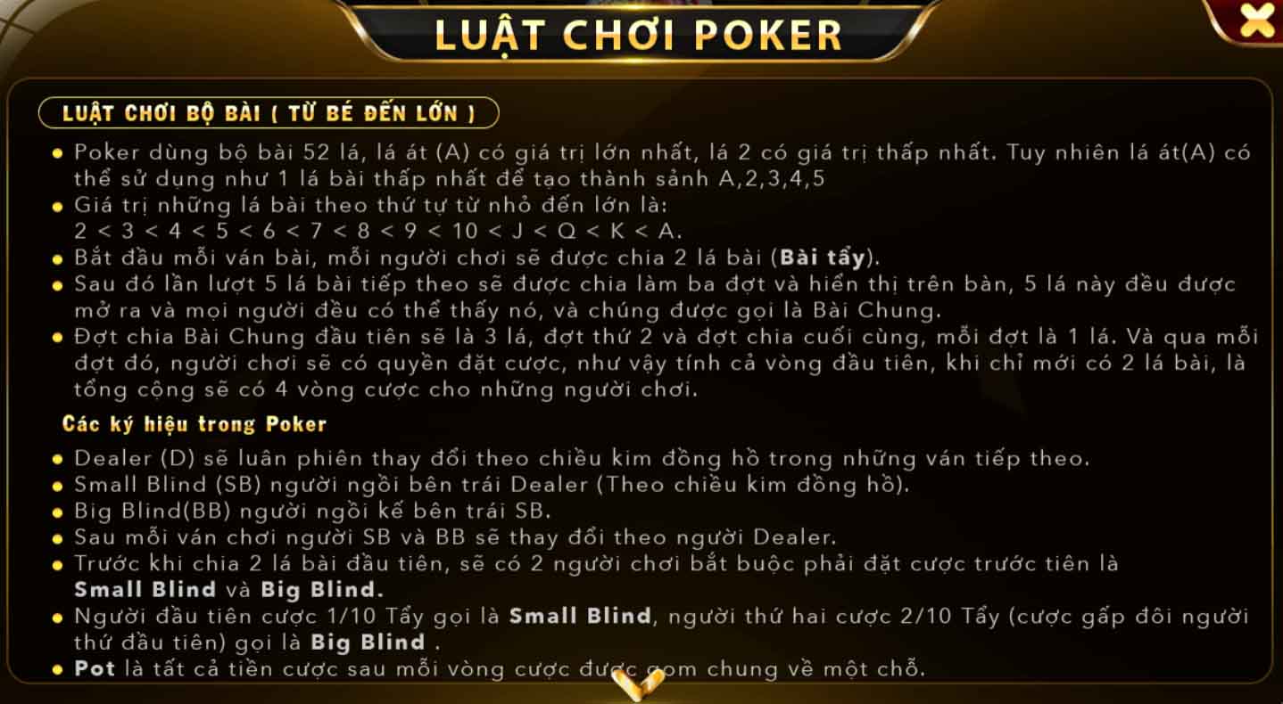 Luật chơi của Poker X8 club